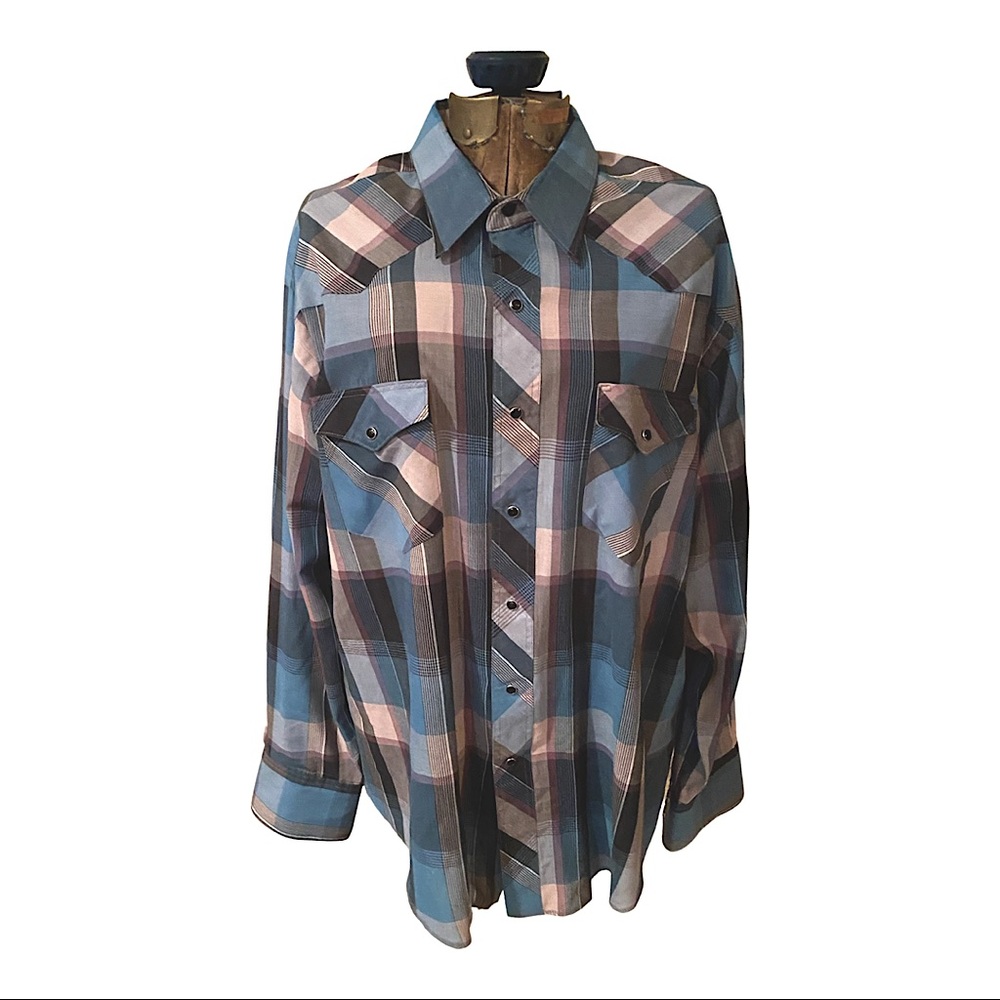 VINTAGE WRANGLER LONG SLEEVE PEARL SNAP